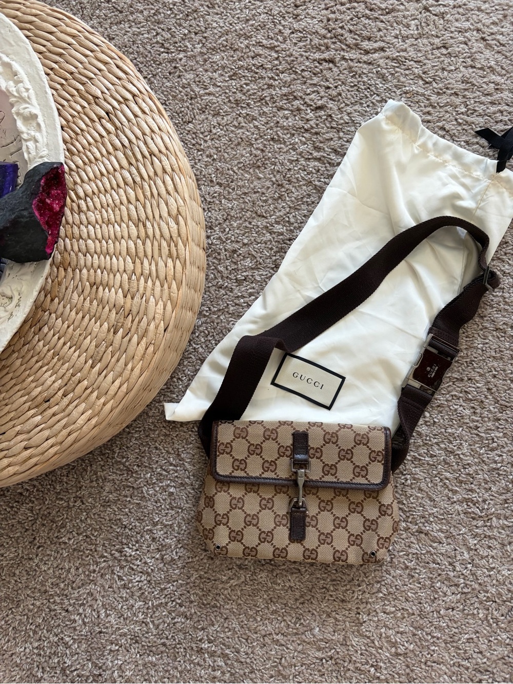 GUCCI - “AUTHENTIC” Brown & Beige GG Canvas Belt/Crossbody Bag